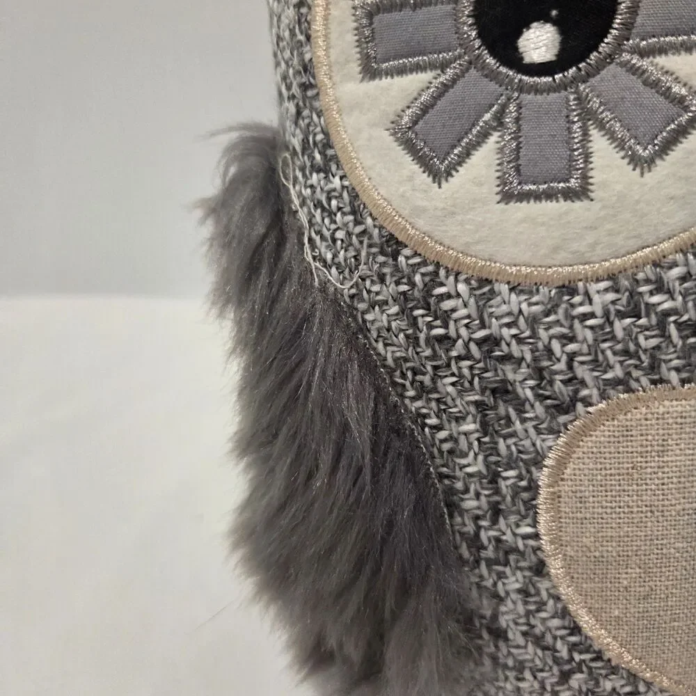 Owl Door Stopper Weighted Stuffed Gray Fluffy Fur Heart NWT